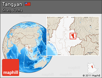 Shaded Relief Location Map of Tangyan, highlighted country