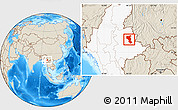 Shaded Relief Location Map of Tangyan, highlighted country