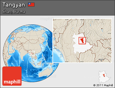 Shaded Relief Location Map of Tangyan, highlighted parent region