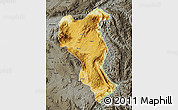 Physical Map of Tangyan, darken, semi-desaturated