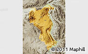 Physical Map of Tangyan, semi-desaturated
