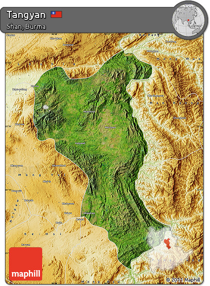 Satellite Map of Tangyan, physical outside
