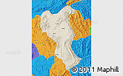 Shaded Relief Map of Tangyan, political outside
