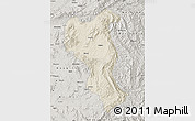 Shaded Relief Map of Tangyan, semi-desaturated