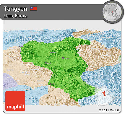 Political Panoramic Map of Tangyan, lighten