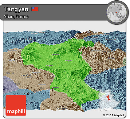 Political Panoramic Map of Tangyan, semi-desaturated