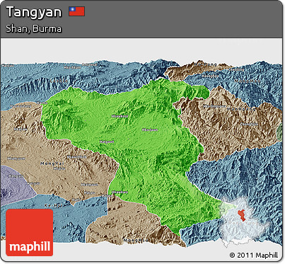 Political Panoramic Map of Tangyan, semi-desaturated