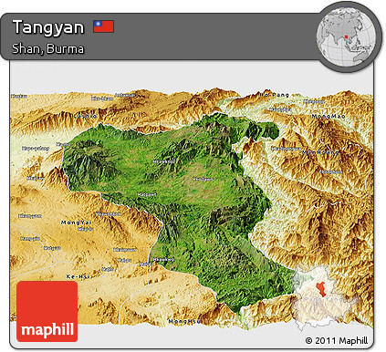 Satellite Panoramic Map of Tangyan, physical outside