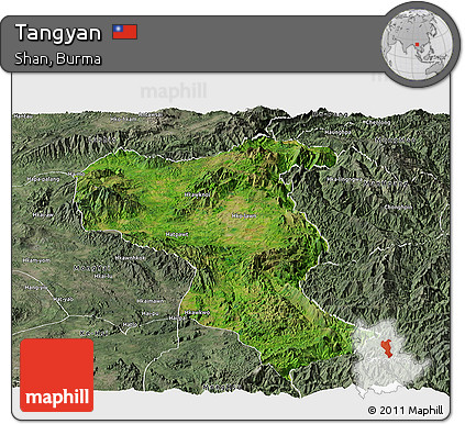 Satellite Panoramic Map of Tangyan, semi-desaturated