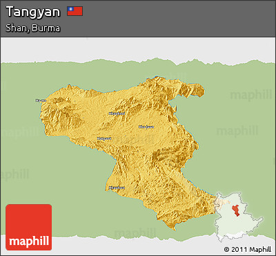 Savanna Style Panoramic Map of Tangyan, single color outside