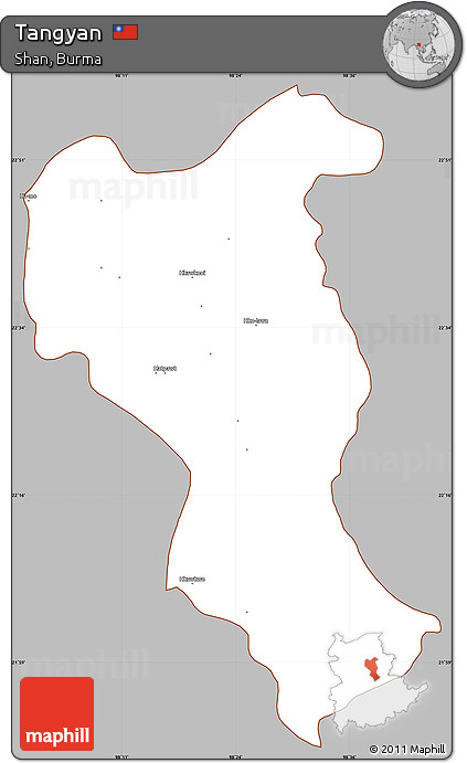 Gray Simple Map of Tangyan, cropped outside
