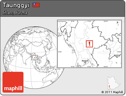 Blank Location Map of Taunggyi