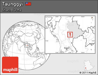 Blank Location Map of Taunggyi, highlighted parent region