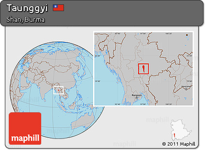Gray Location Map of Taunggyi
