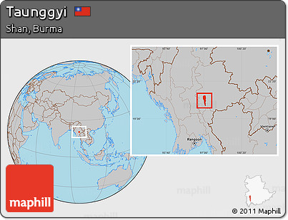Gray Location Map of Taunggyi