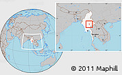 Gray Location Map of Taunggyi, highlighted country, within the entire country