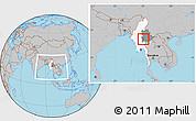 Gray Location Map of Taunggyi, highlighted country, highlighted parent region, within the entire country