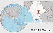Gray Location Map of Taunggyi, highlighted country
