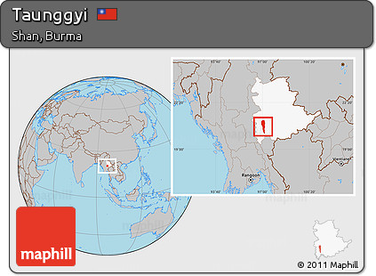Gray Location Map of Taunggyi, highlighted parent region