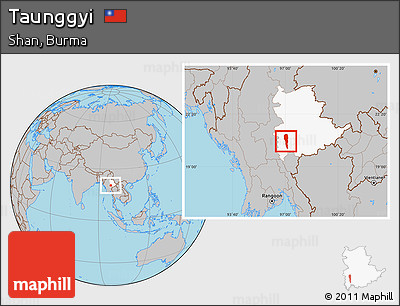 Gray Location Map of Taunggyi, highlighted parent region