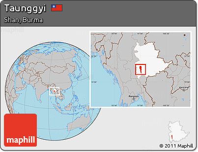 Gray Location Map of Taunggyi, highlighted parent region