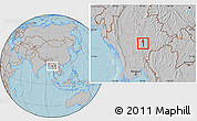 Gray Location Map of Taunggyi, hill shading