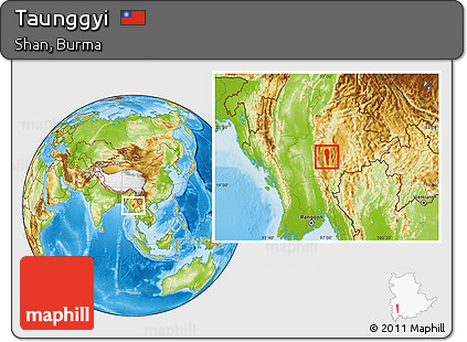 Physical Location Map of Taunggyi