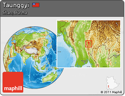 Physical Location Map of Taunggyi