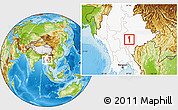 Physical Location Map of Taunggyi, highlighted country