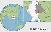 Savanna Style Location Map of Taunggyi, highlighted country, highlighted parent region