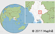 Savanna Style Location Map of Taunggyi, highlighted country