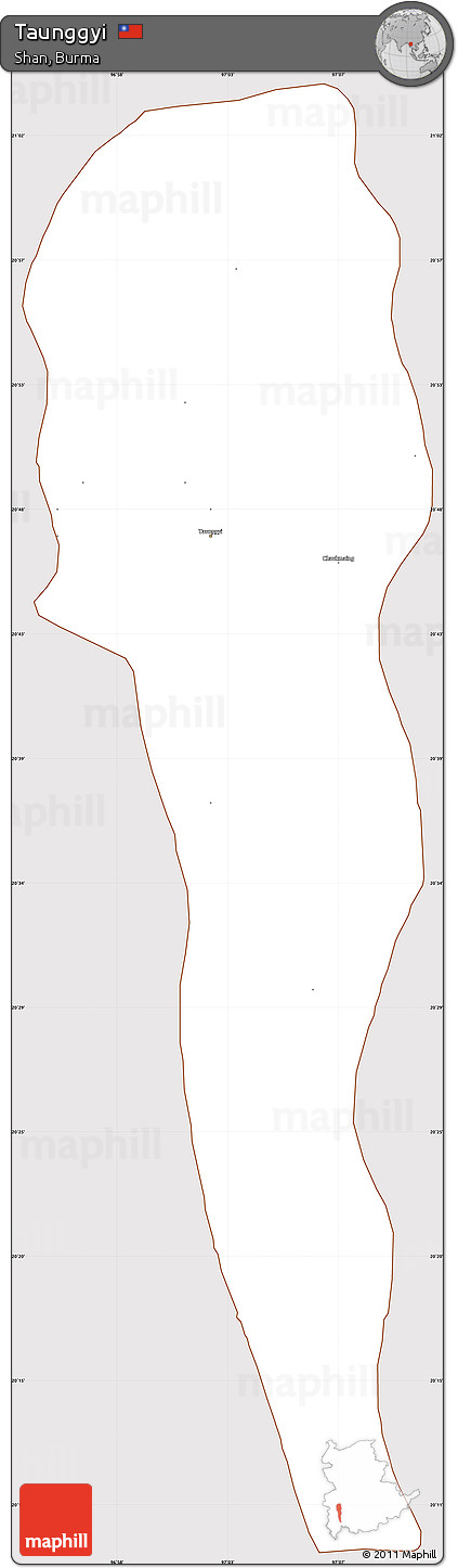 Classic Style Simple Map of Taunggyi, cropped outside