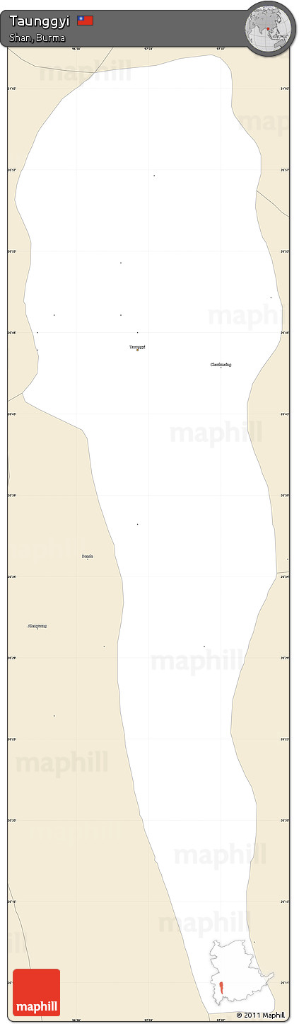 Classic Style Simple Map of Taunggyi