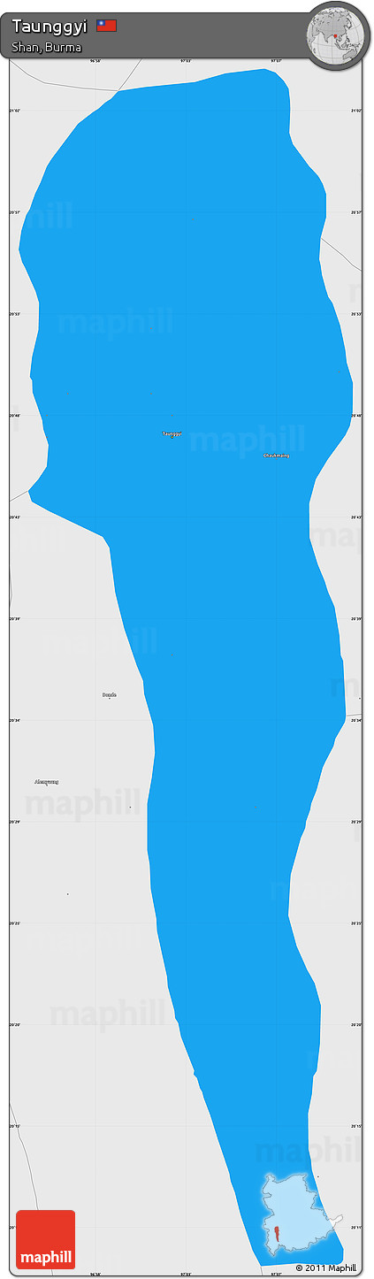 Political Simple Map of Taunggyi, single color outside, borders and labels