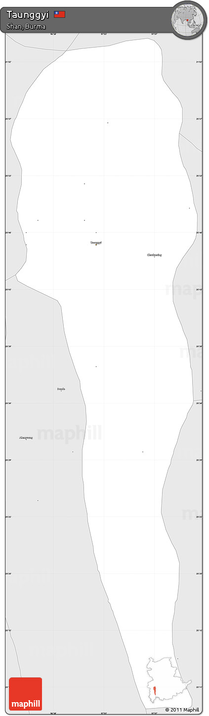 Silver Style Simple Map of Taunggyi