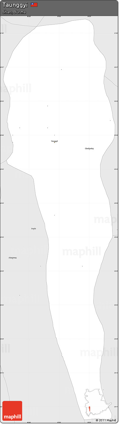 Silver Style Simple Map of Taunggyi