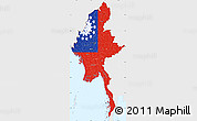 Flag Simple Map of Burma, single color outside, flag rotated