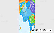 Political Shades Simple Map of Burma, political outside