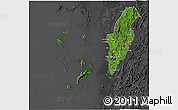 Satellite 3D Map of Kawthaung, darken, desaturated