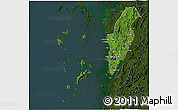 Satellite 3D Map of Kawthaung, darken