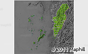 Satellite 3D Map of Kawthaung, desaturated
