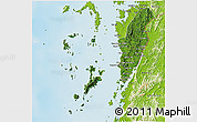 Satellite 3D Map of Kawthaung, physical outside