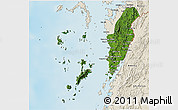 Satellite 3D Map of Kawthaung, shaded relief outside