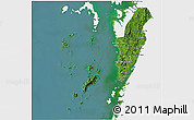 Satellite 3D Map of Kawthaung, single color outside