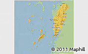 Savanna Style 3D Map of Kawthaung, single color outside