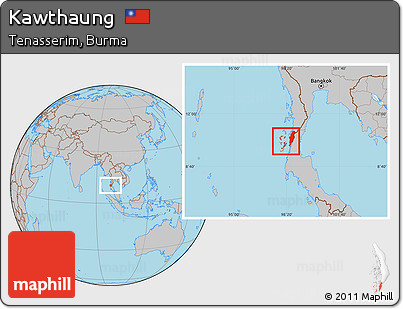 Gray Location Map of Kawthaung