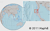 Gray Location Map of Kawthaung, hill shading