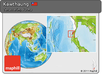 Physical Location Map of Kawthaung, highlighted parent region