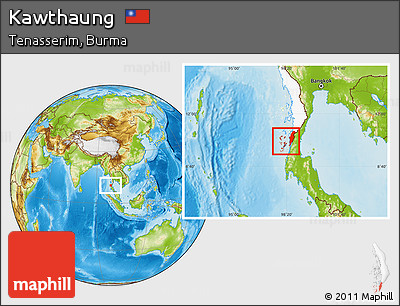 Physical Location Map of Kawthaung, highlighted parent region