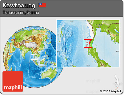 Physical Location Map of Kawthaung, highlighted parent region